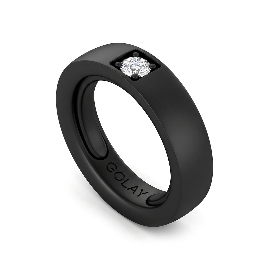World Diamond Group black titanium ring with 0.25ct diamond adaptable with bearings from 19 to 24 GAN032DINE-1924