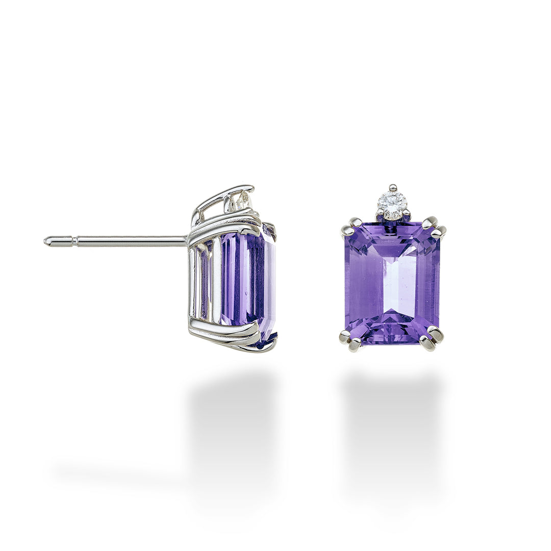 Mikiko or 18k octagonal amethyst 7x9 ct.4.00 diam. ct.0.08 MOCL090DIAMET4O4