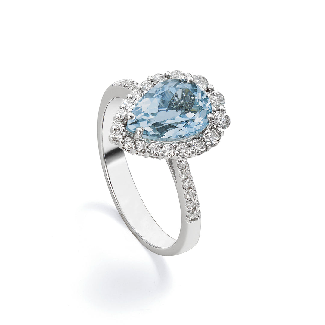 World Diamond Group aquamarine drop ring 10x7 cont. and stem inc ACLC117DIAQ2-22040110129