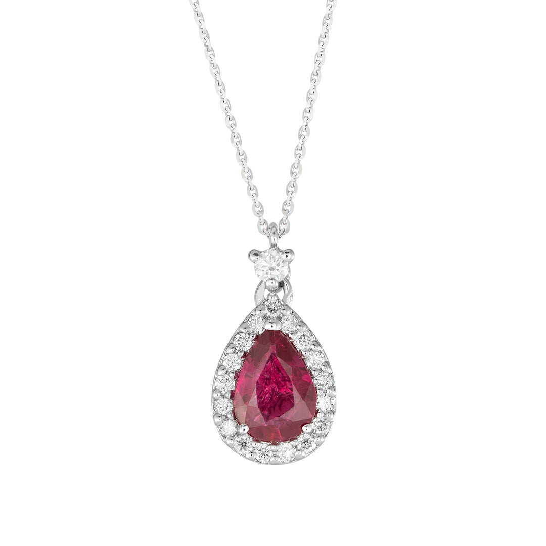 Golay necklace with ruby drop pendant 7x5 and diamonds PCL032DIRU-22035110071