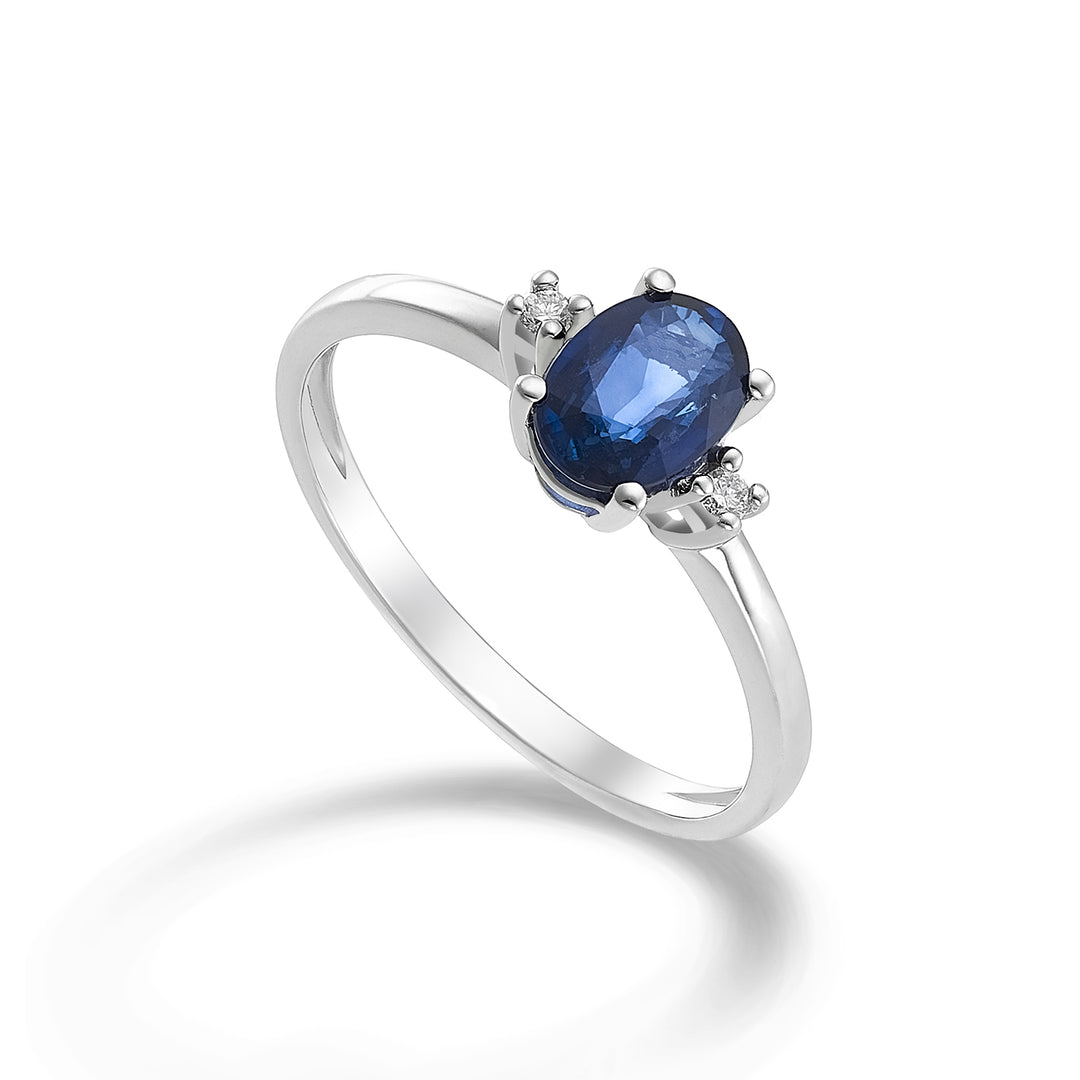 Nihama an 9k sapphire no. oval 7x5 ct.0.80 diam. 0.03 ct NA5073R4ZFN