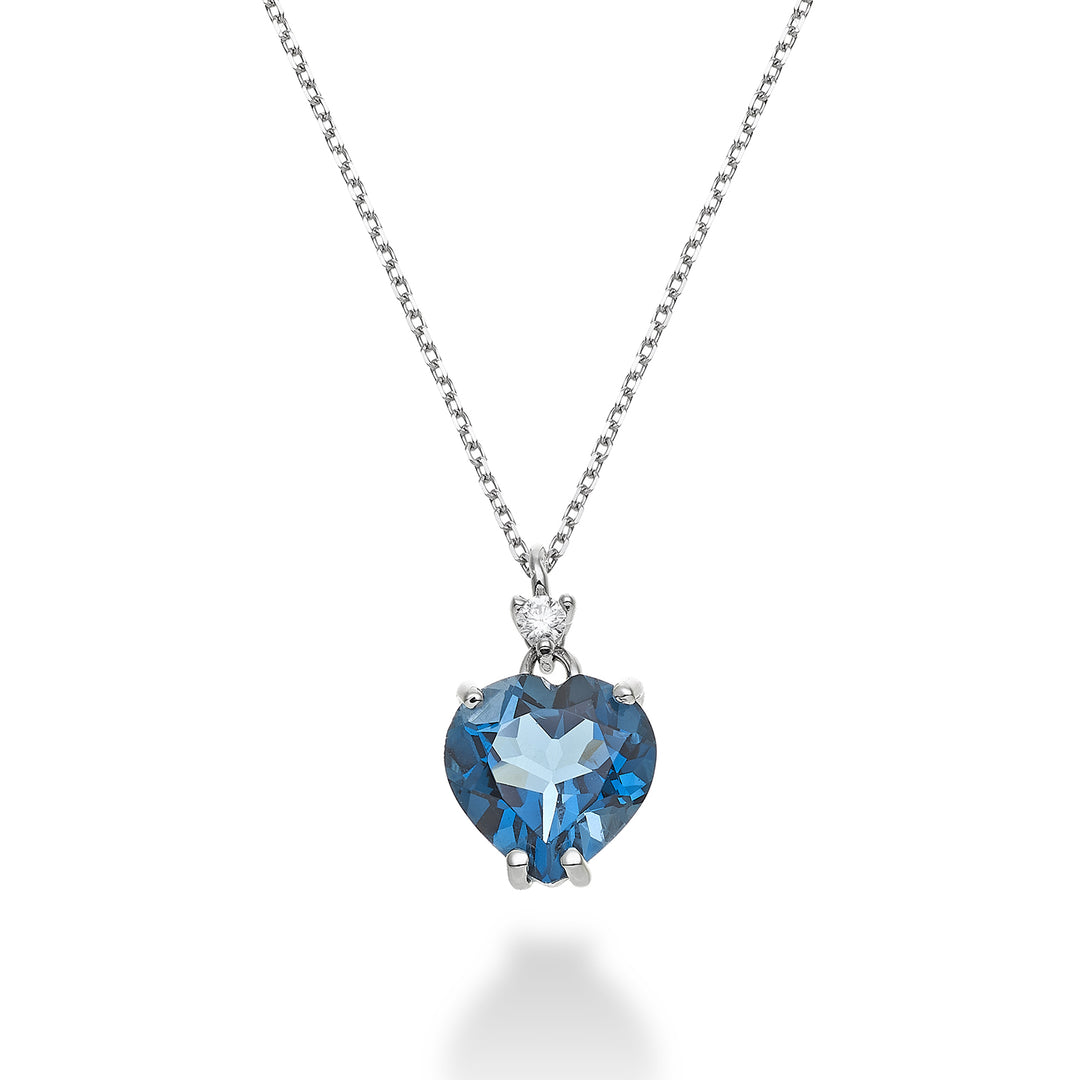Nihama cl 18k London blue topaz heart 8x8 ct.2.00 diam. ct.0,025 NPCL198DITPBL88O4