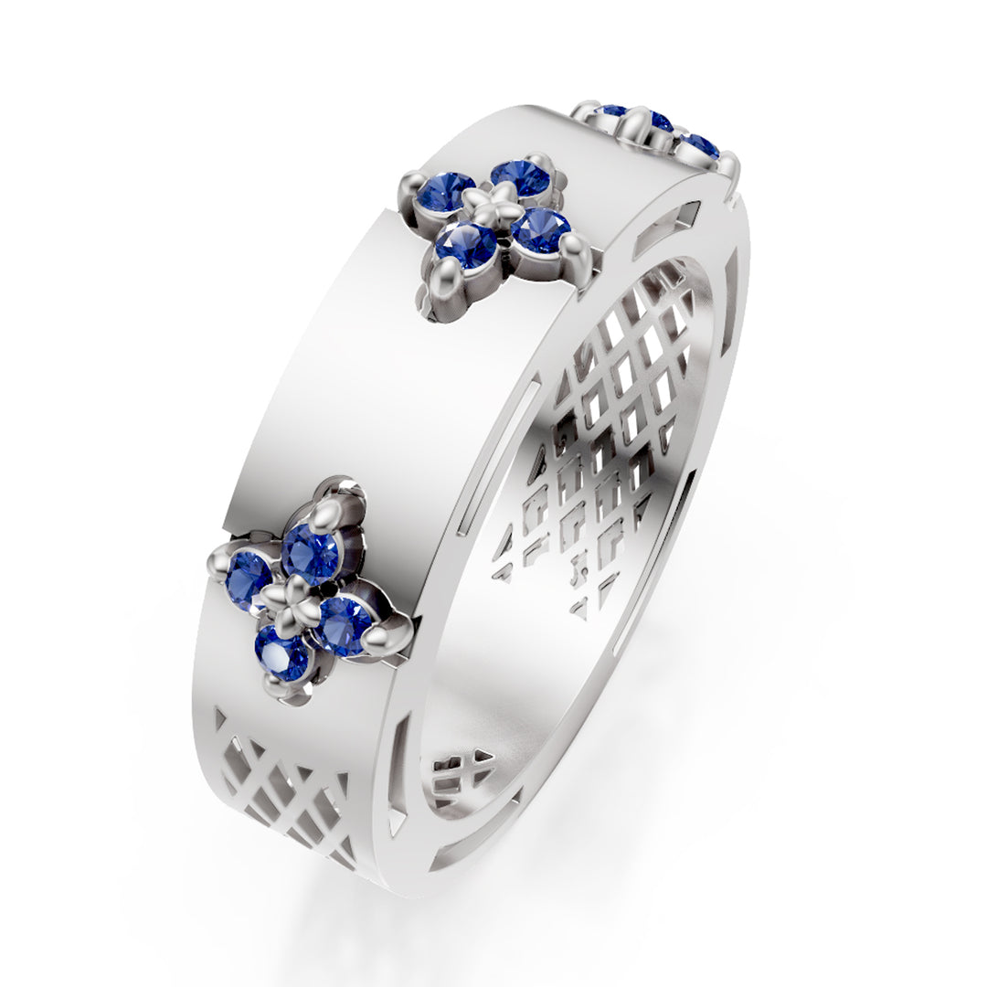 Golay half round satin sapphire band ring AFFI04ZBSB
