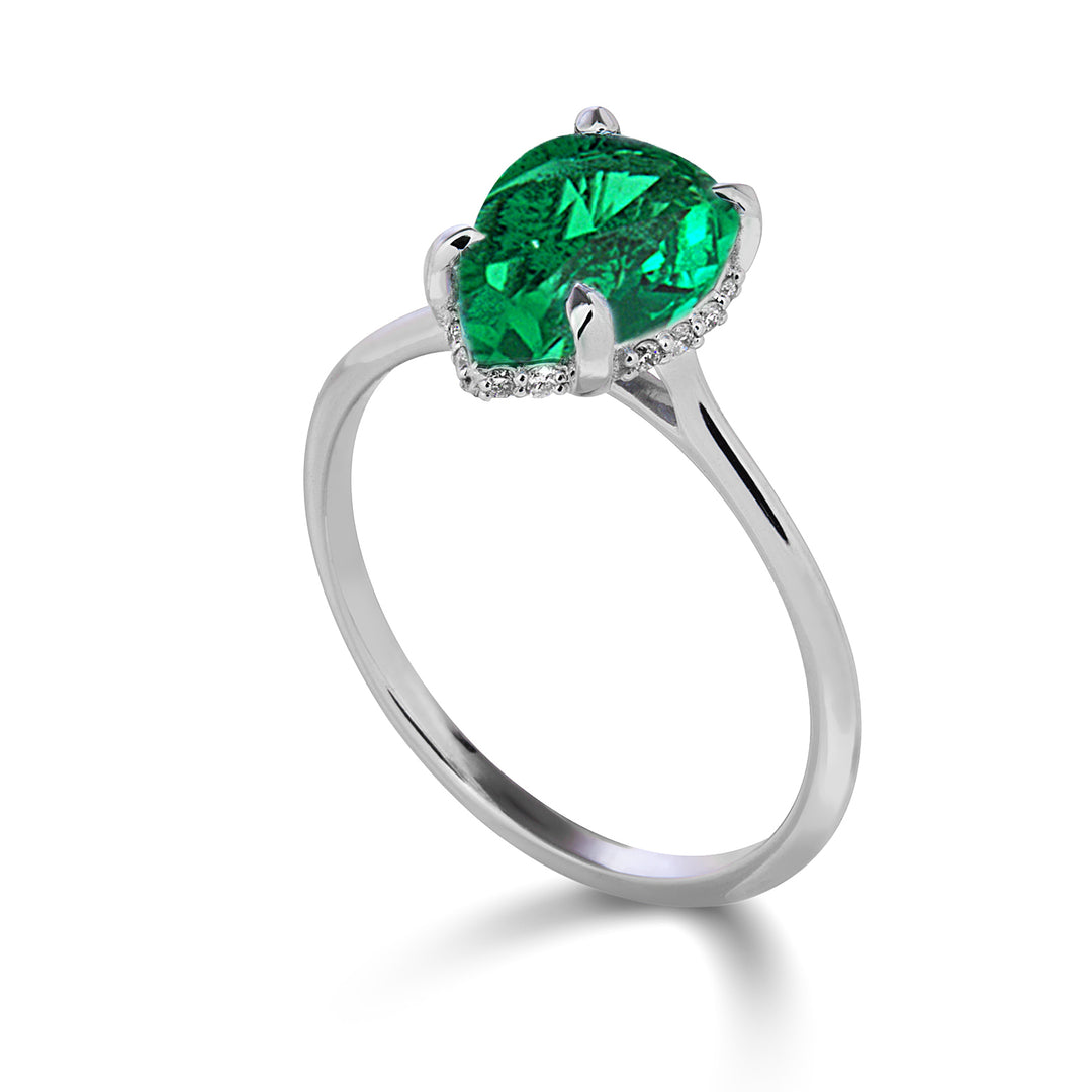 Nihama an 18k emerald drop 10x7 set with diamonds NA5226O4BE