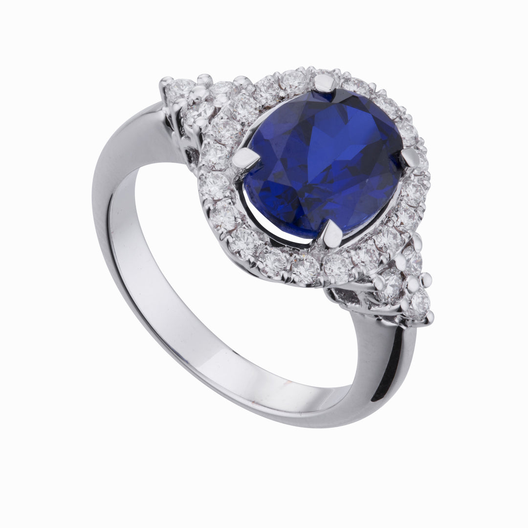 X-Diamond an 18kt lab g.d. lab ov sapphire 8x10 ct. 2.20 diam ct. 0.50 LXDACLC131DZFRO4
