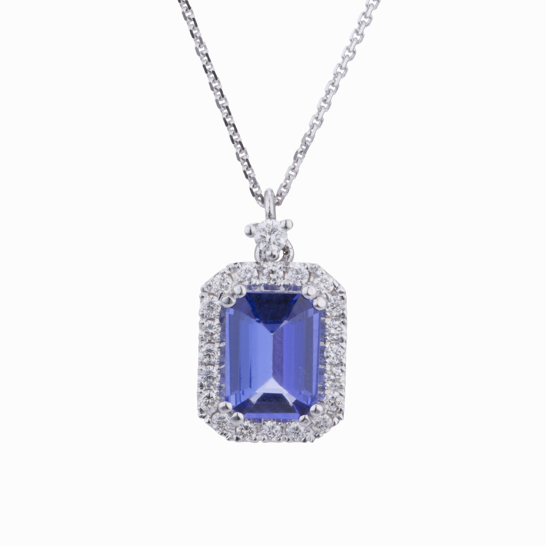 Golay octagonal tanzanite necklace 8x6 diamond outline PCL072DITZ4-24072110241