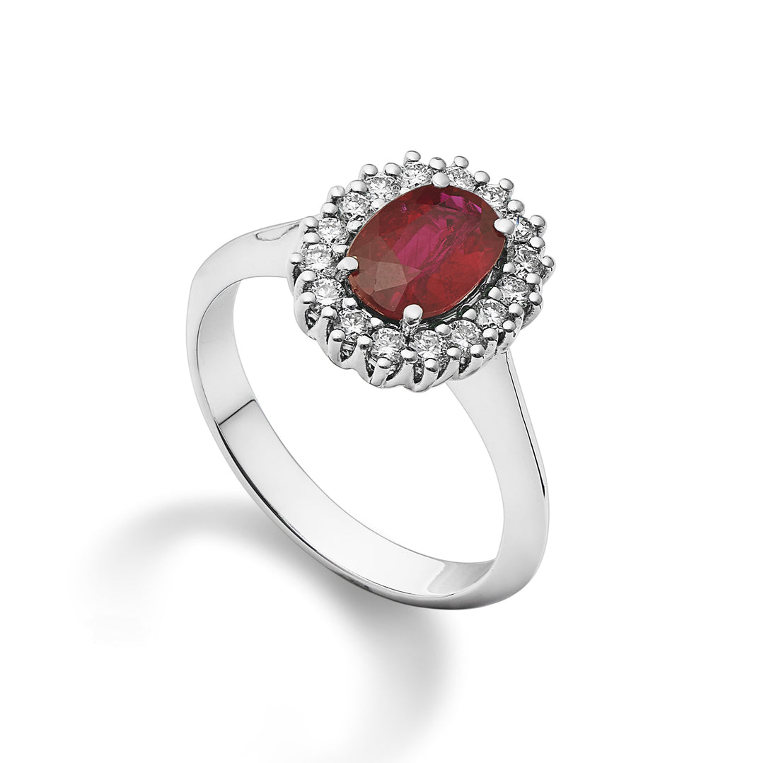 Golay ring with 8x6 oval ruby and contour diamonds ACL121DIRU68-22343110039