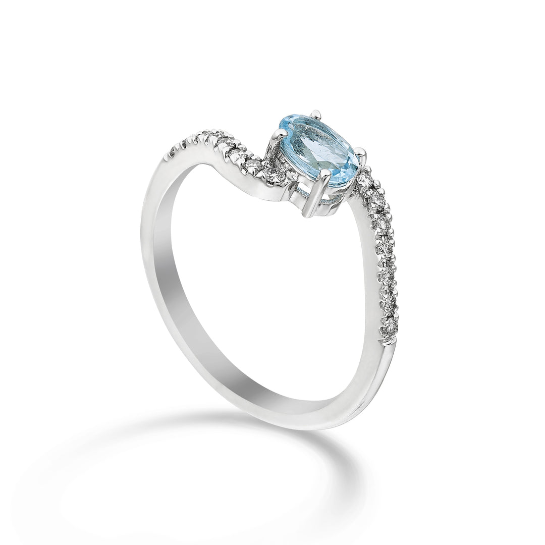 World Diamond Group 5x4 oval aquamarine ring with Inca "s" shank ACLG434DIAQ54-24101110209