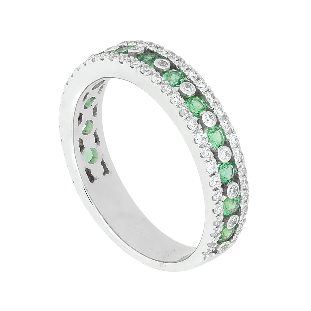 Golay half round track band ring diamonds and emerals AFMG001WDISM-23195110044