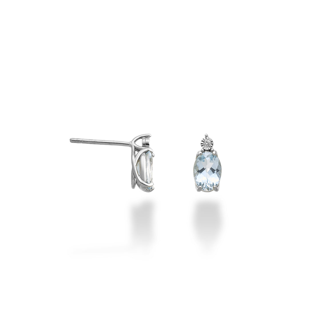 Mikiko or 18k oval aquamarine 7x5 with diamond MO5176O4AM