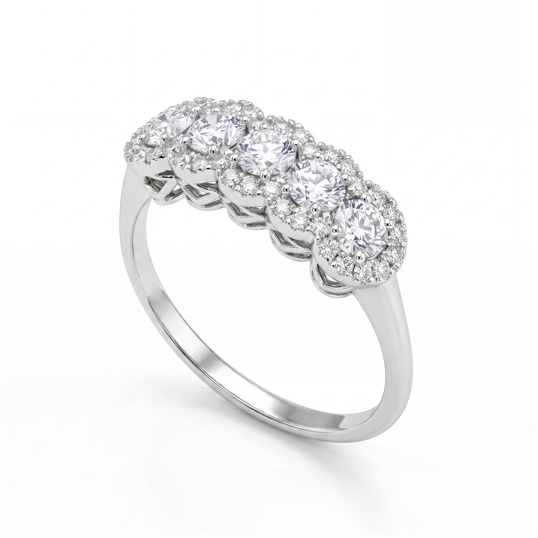 X-Diamond an 18kt linear riviera five stones lab g.d. total ct 0.78, cen. ct 0.12x5, shared outline ct 0.18 LXDAR5L877O4BI078