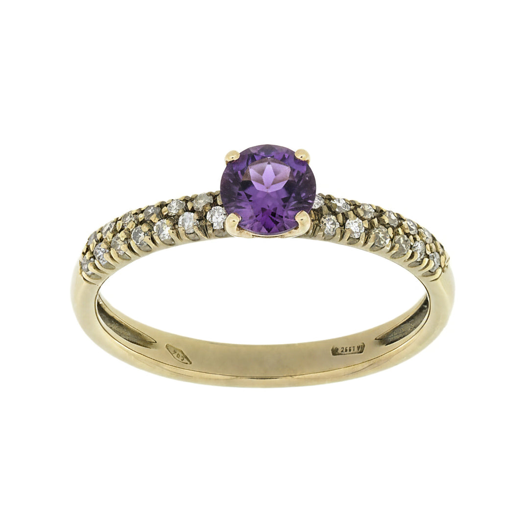 Golay solitaire ring with amethyst and brown central AFP1170BWAME-21333110052