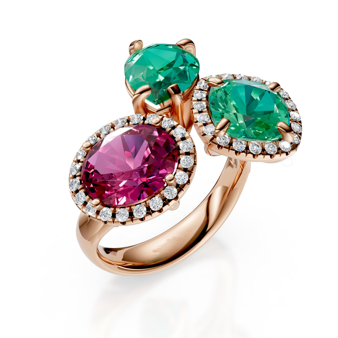 Golay tourmaline trilogy ring ov-cs-ps 10x8, 8x8, 8x8 ATRC469DTO10888-24191110045