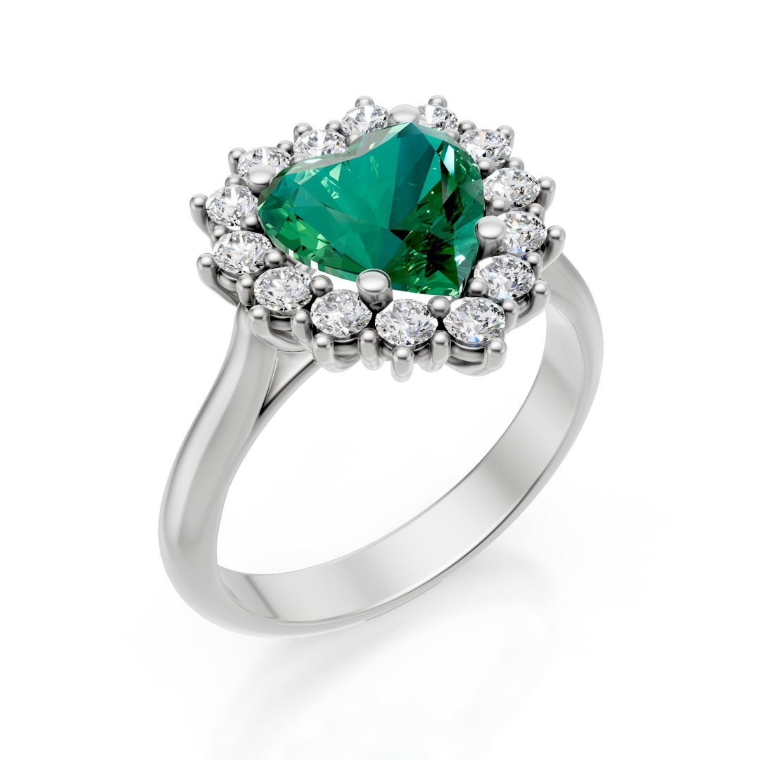 Golay emerald heart ring 8x8 diamond outline ACLC727DSM88-25196110378