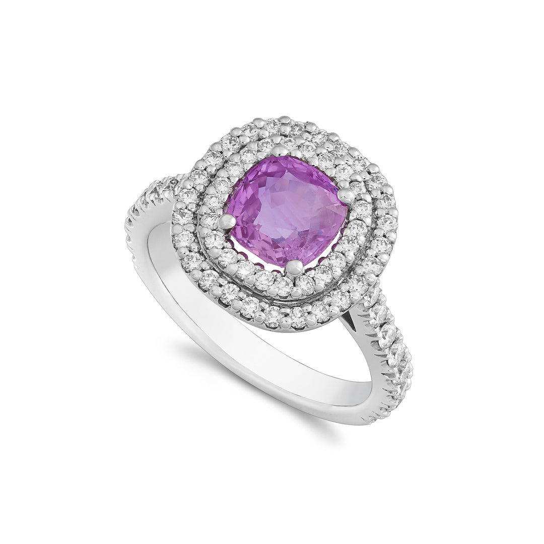 Golay ring with zaff pink cushion 7x7 double contours and APU466DIZP-22049110004