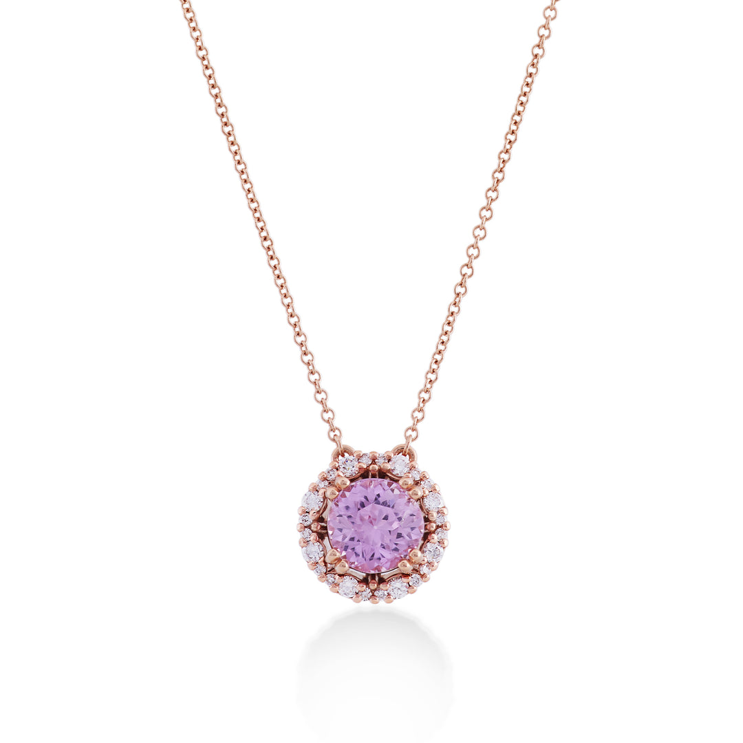 Mikiko cl 18k round kunzite 8mm ct.2.39 diam. 0.30 ct MDCLC087DIKZ1O3.239