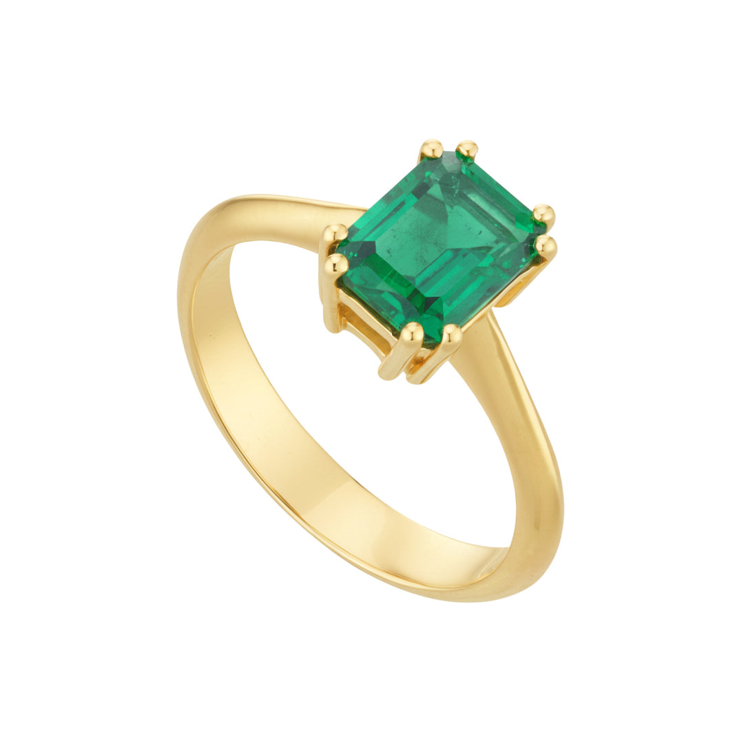 X-Diamond an 18kt emerald lab octagonal 6x8 ct. 1.50 approximately only central double claws size 20 LXDACL059SME68O1-20