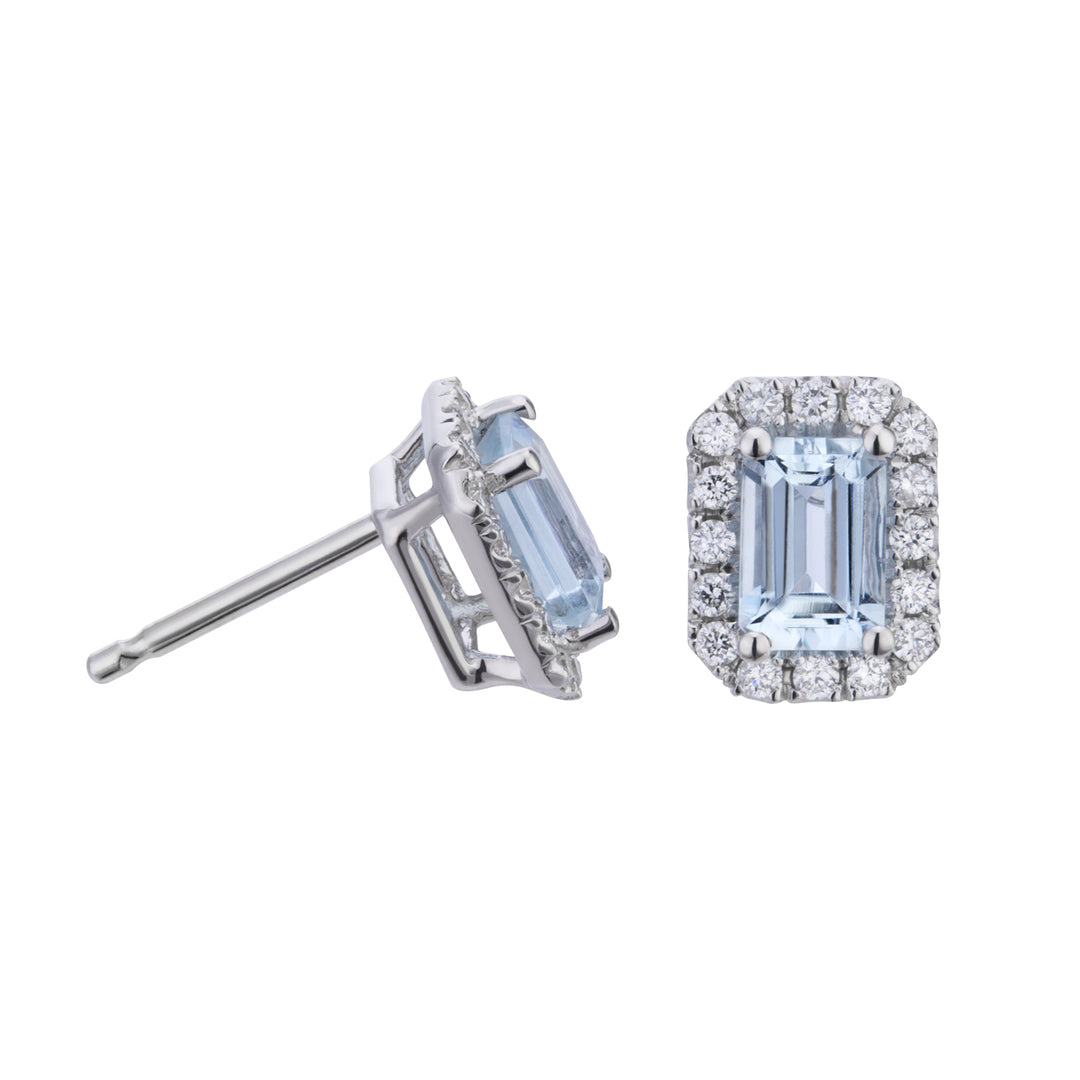World Diamond Group 6x4 octagonal aquamarine and diamond earrings OCL072DIAQ2-22159110171