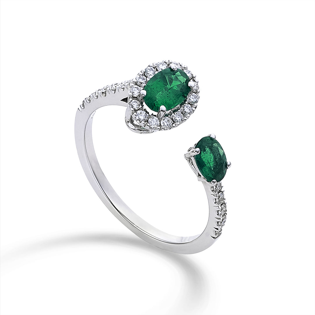 Golay ring with emeralds oval 6x4 and oval 5x4 ACLC301DISM-22119110020