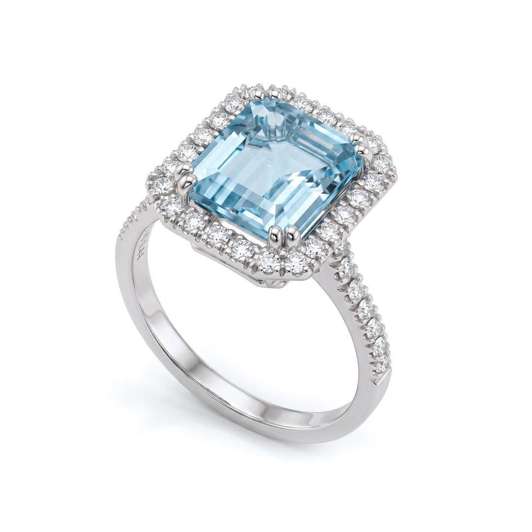 World Diamond Group 10x8 octagonal aquamarine and diamond ring ACLC072DIAQ6-23080110063