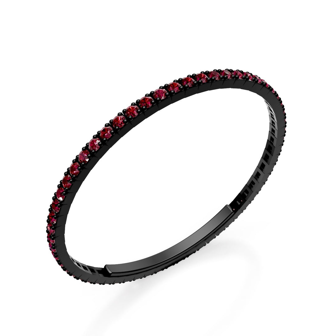 X-Diamond black titanium tennis bracelet set entirely with rubies, with butterfly clasp, 18.5cm, third size LXDBRT013RUNE-185
