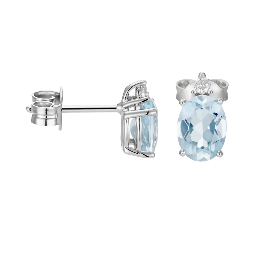 World Diamond Group 7x5 oval aquamarine and diamond earrings OCL092DIAQ2-21013110050