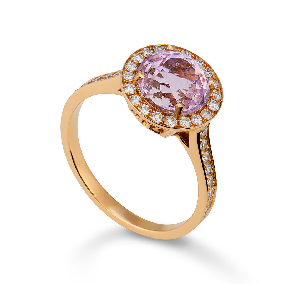 World Diamond Group ring kunzite round 8x8 and diamonds ACLC71DIKZ1-22186110057