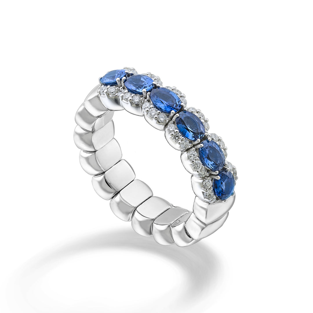 Golay elastic riviera ring with 6 oval sapphires 4x3 and diam ARE446DZB43-25255110116