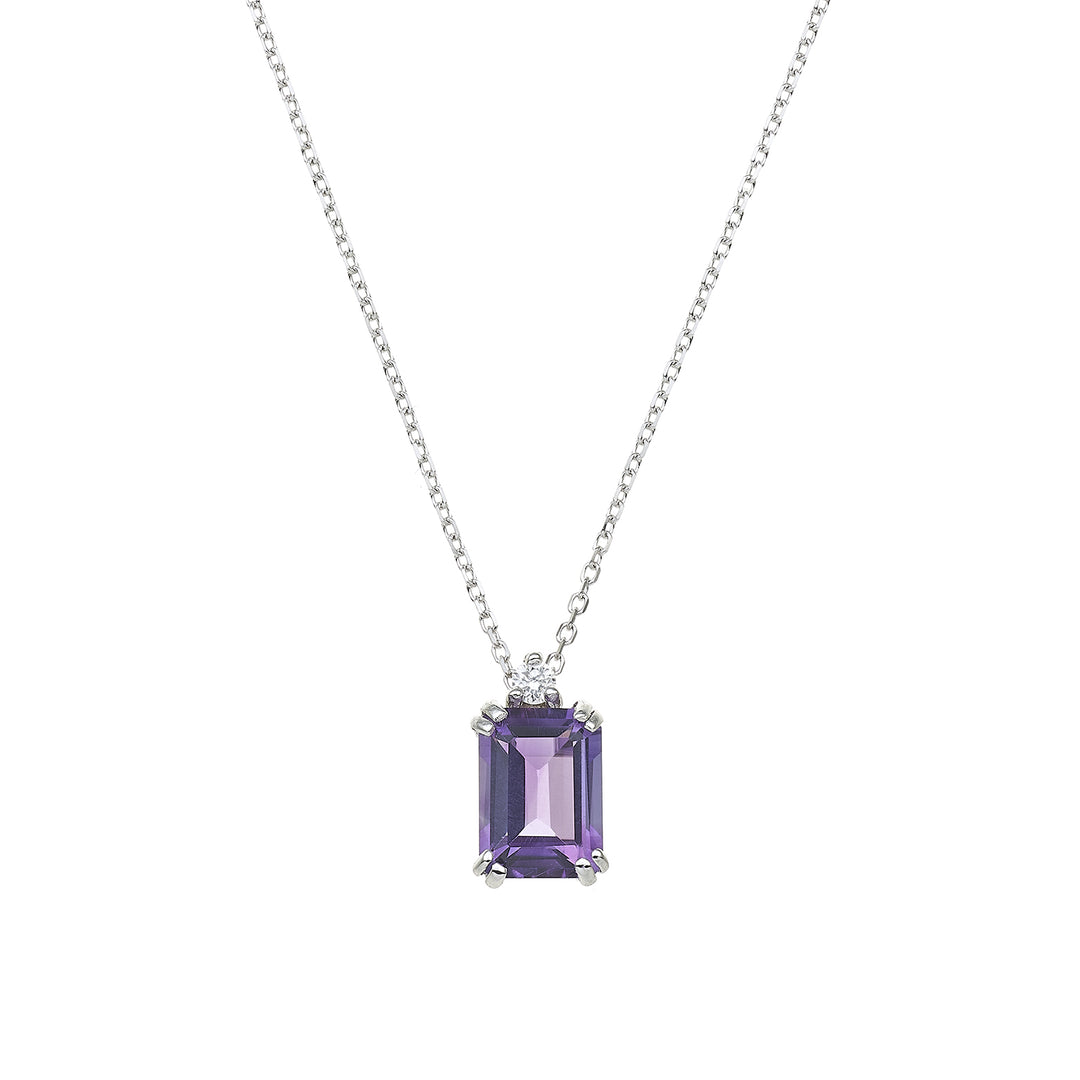 Mikiko cl 18k octagonal amethyst 7x5 ct.0.90 diam. ct.0,025 MPCL090DIAMET2O4