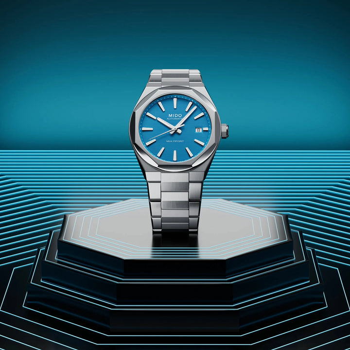 Mido watch Multifort 8 One Crown turquoise 40mm automatic steel M055.507.11.041.00