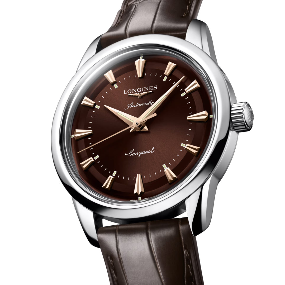 longines Heritage 38mm brown steel automatic watch L1.649.4.62.2