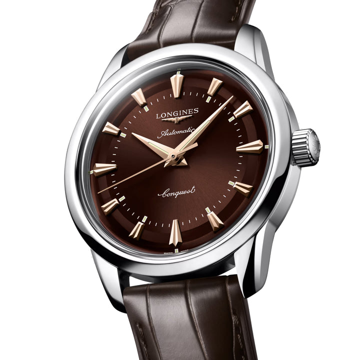 longines Heritage 38mm brown steel automatic watch L1.649.4.62.2