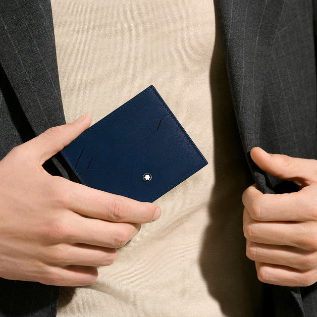 Montblanc 6-pocket card holder in blue Meisterstück leather 221664