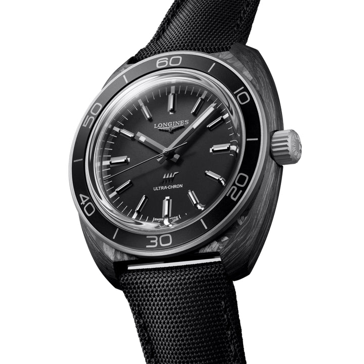 LONGINES Ultra -Chron Carbon 43mm clock anthracite automatic titanium and carbon L2.839.4.52.2