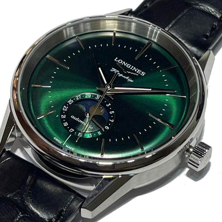 Longines Watch Flagship Heritage Moonphase 38.5mm Green Automatic Steel L4.815.4.2