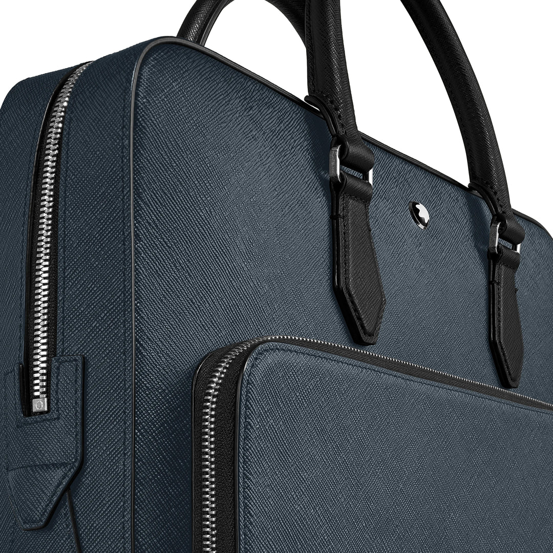 Montblanc Sartorial medium document bag blue tweed 220332
