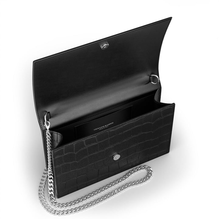 Giovanni Raspini jungle clutch bag croco leather black bronzewhite L0027