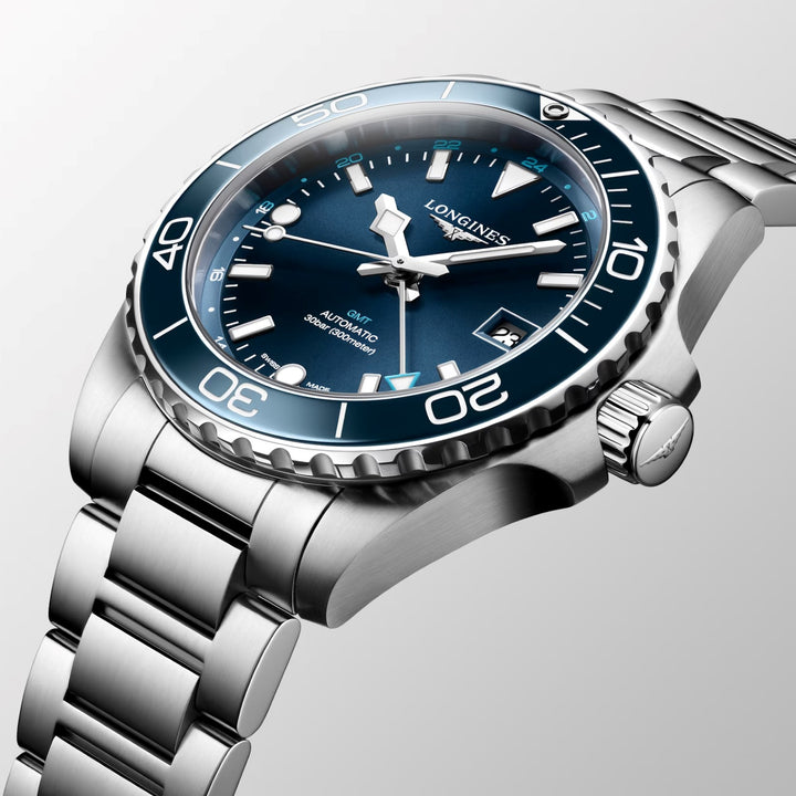Longines घड़ियाँ Hydroconquest GMT 41mm नीला स्वत: स्टील L3.790.4.96.6