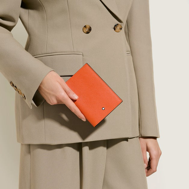 Montblanc Sartorial tangerine leather passport holder 221356
