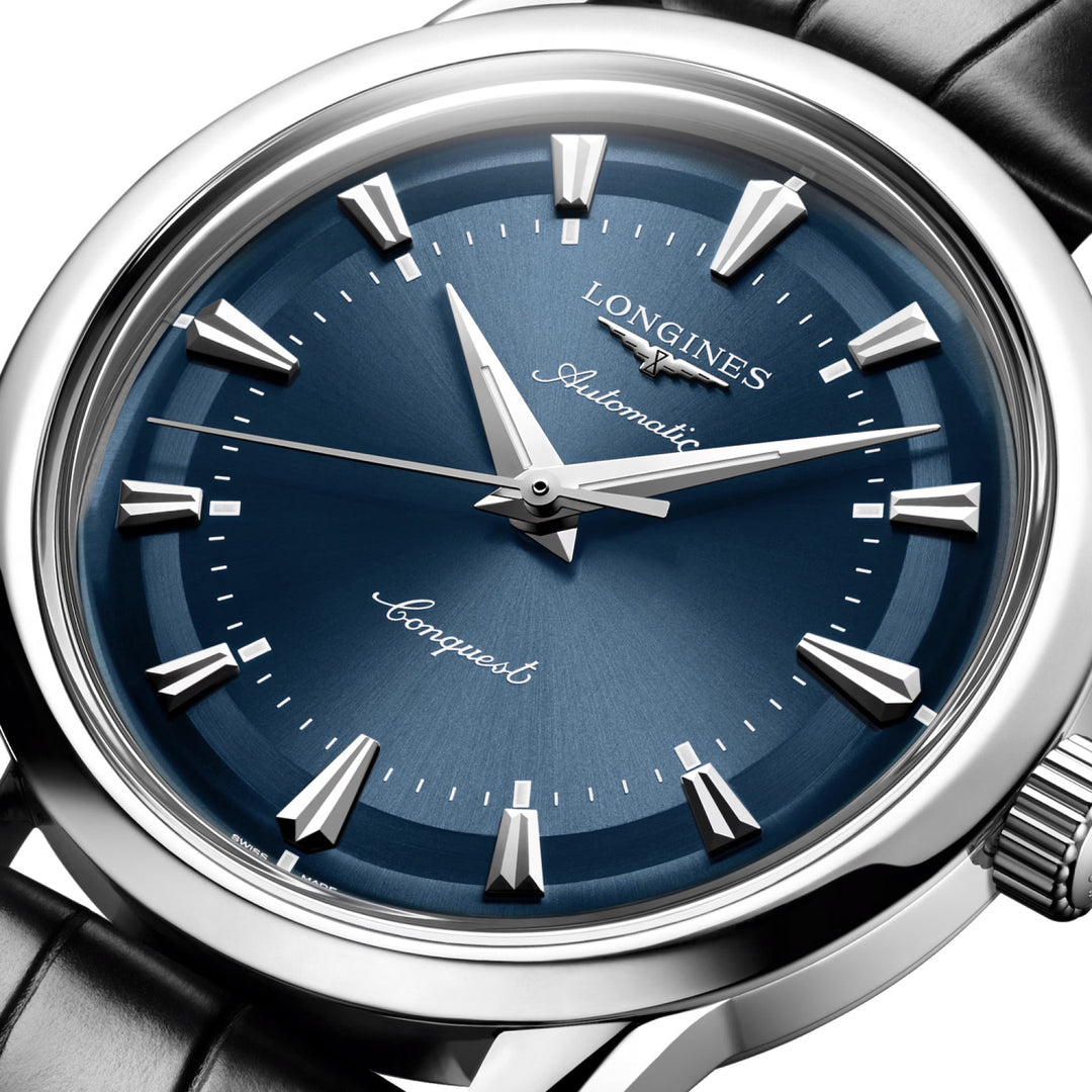 Longines Conquest Heritage 38mm blue automatic steel watch L1.649.4.92.2,
