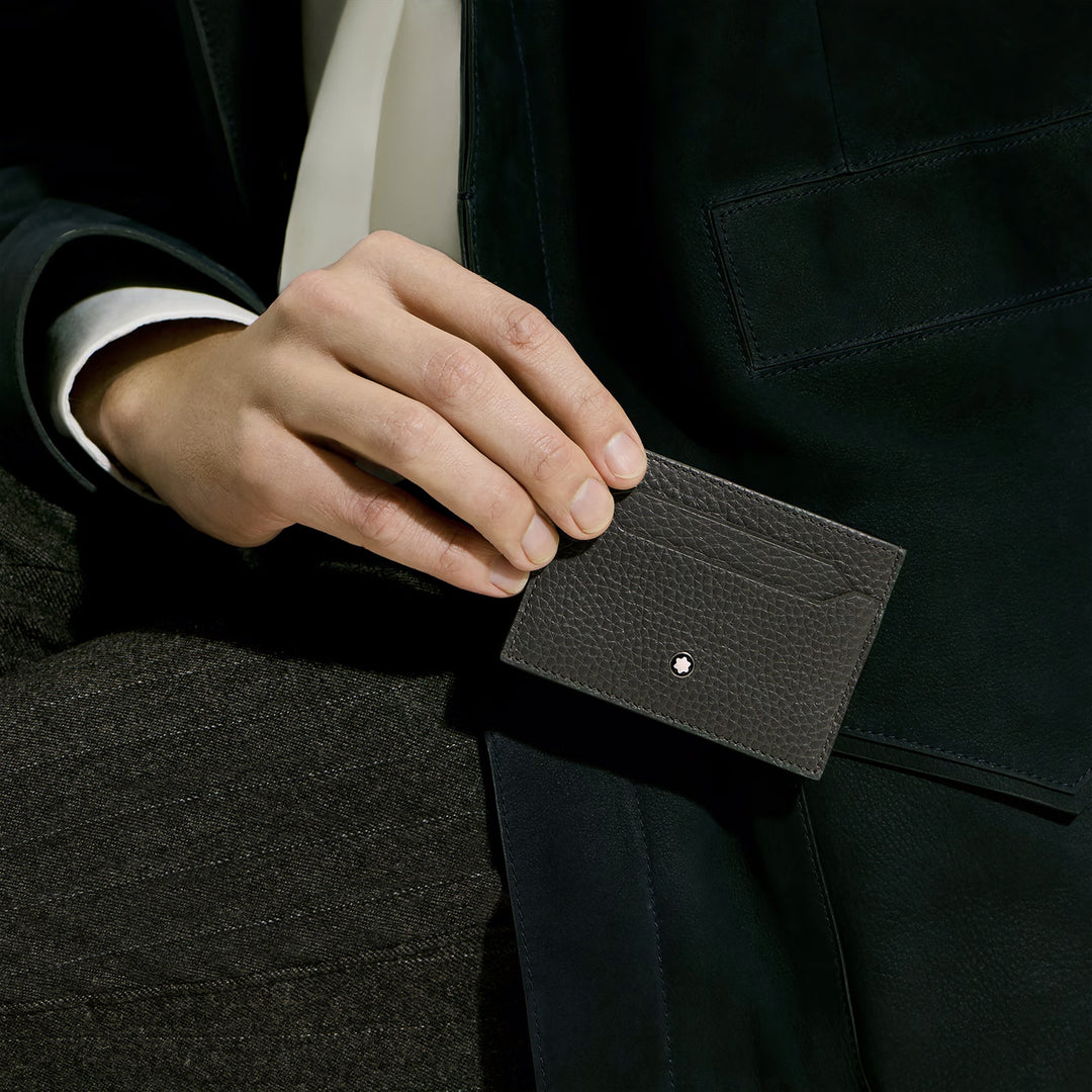Montblanc 5 pocket card holder in grained leather forged iron 223031