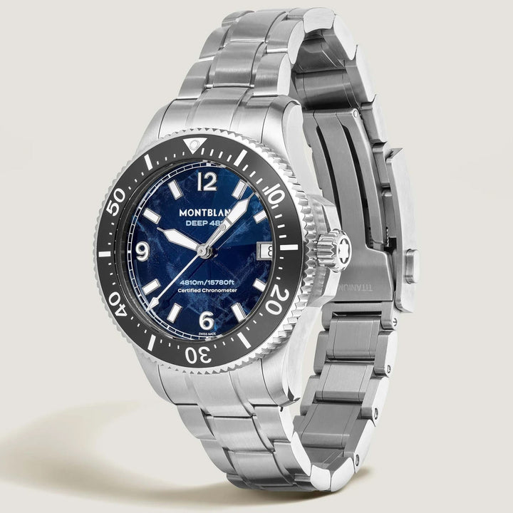Montblanc watch Iced Sea 0 Oxygen Deep 4810 43mm blue automatic titanium 135634