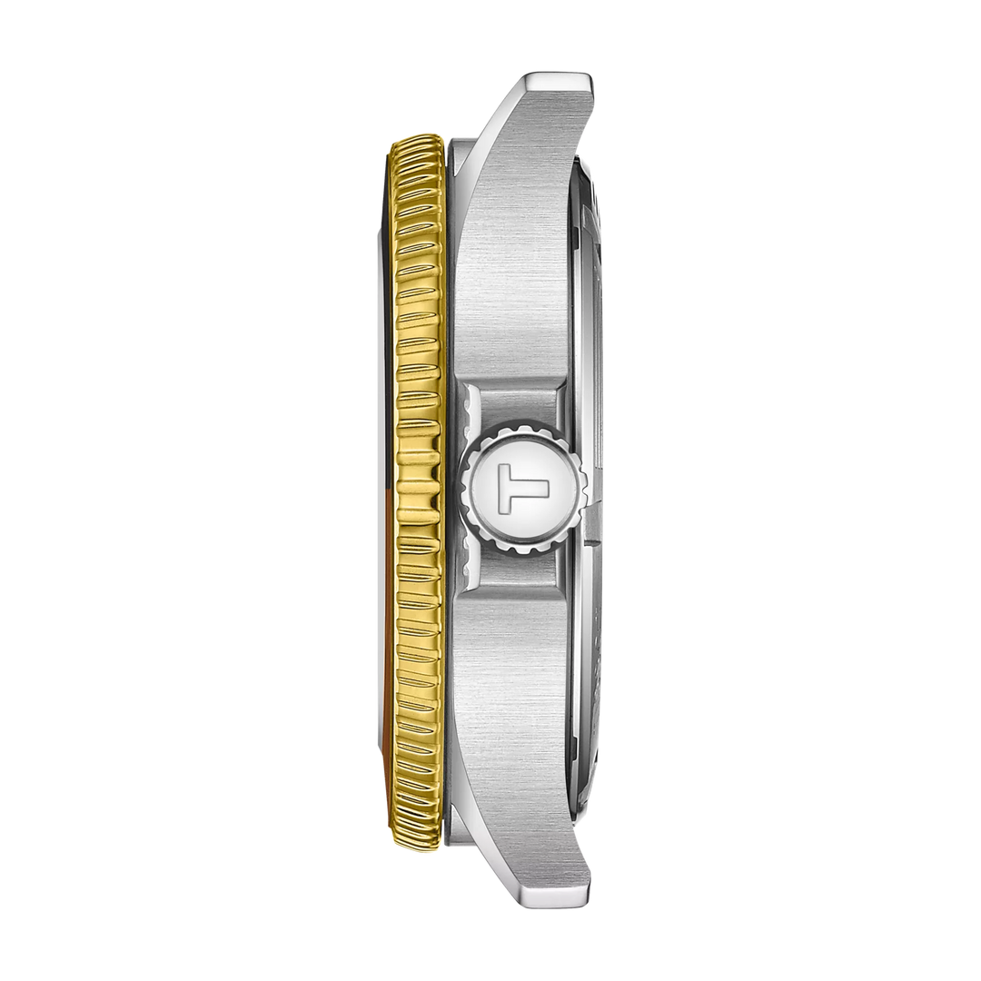 Tissot Seastar 1000 GMT वॉच 40 मिमी ब्लैक क्वार्ट्ज स्टील फिनिश PVD गोल्ड गोल्ड T120.852.22.051.00