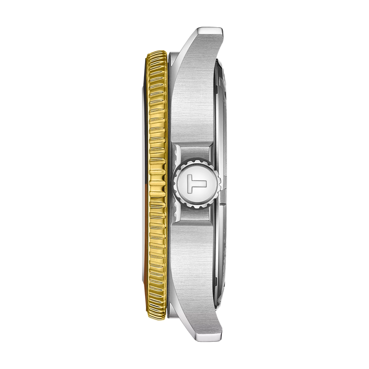 Tissot Seastar 1000 GMT वॉच 40 मिमी ब्लैक क्वार्ट्ज स्टील फिनिश PVD गोल्ड गोल्ड T120.852.22.051.00