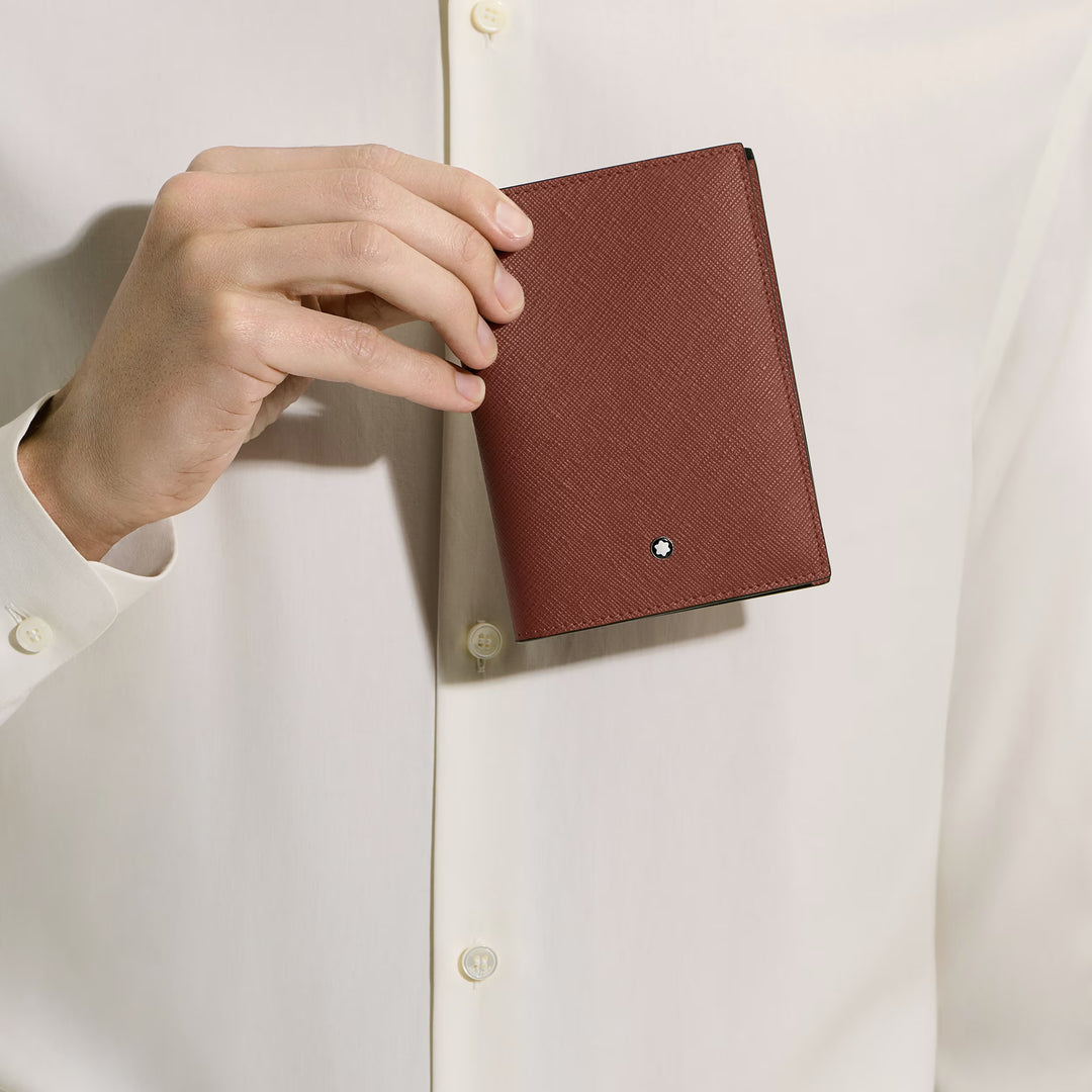 Montblanc Sartorial leather passport holder red oak 223061