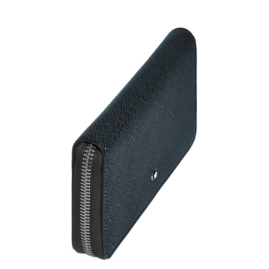 Montblanc wallet 12 compartments with zip medium Sartorial blue tweed 220362
