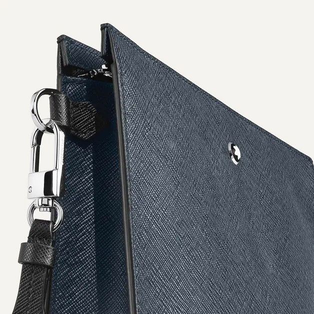 Montblanc blue tweed sartorial clutch bag 220428