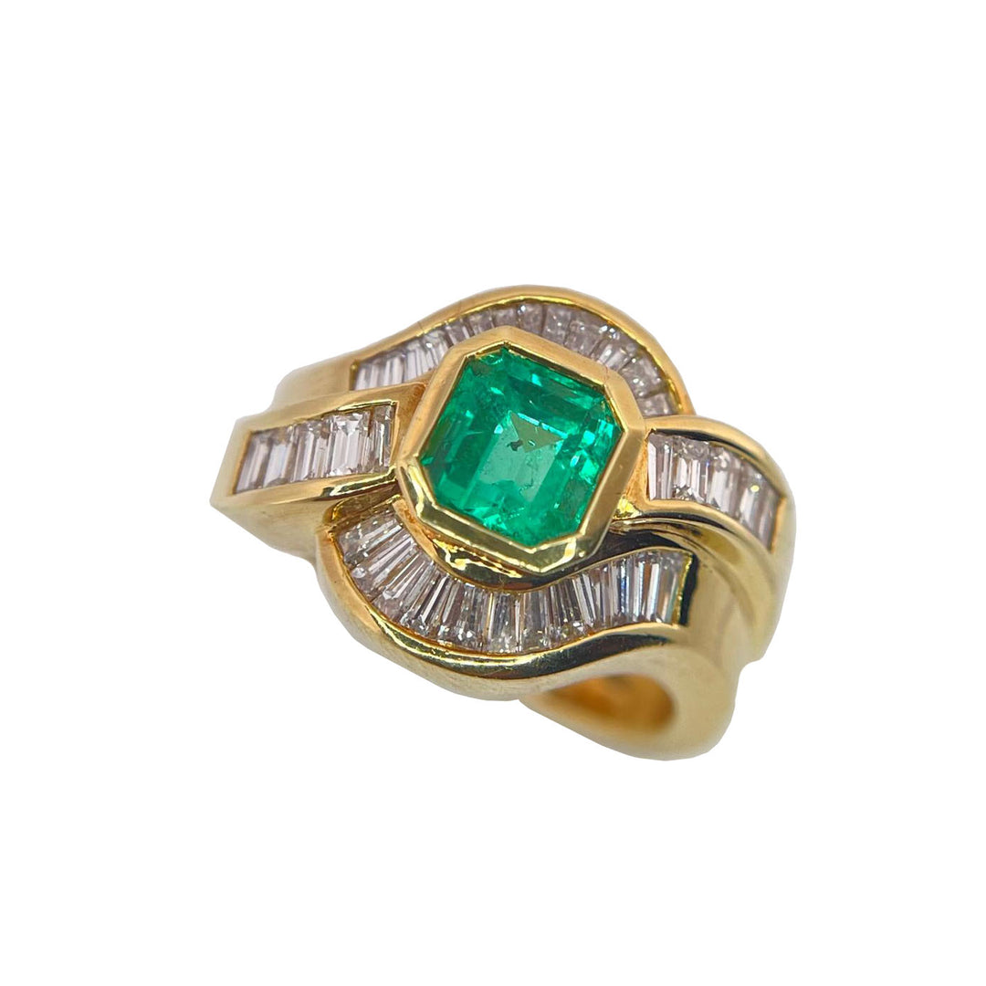 Fáinne Óir Óir Capodaglia 18KT Emerald Diamonds 0074AG