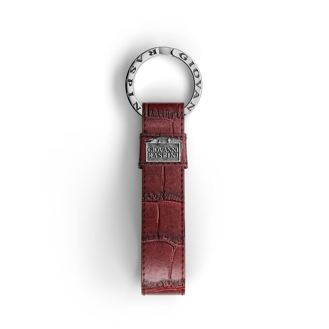 Giovanni Raspini burgundy croco leather key ring 925 silver