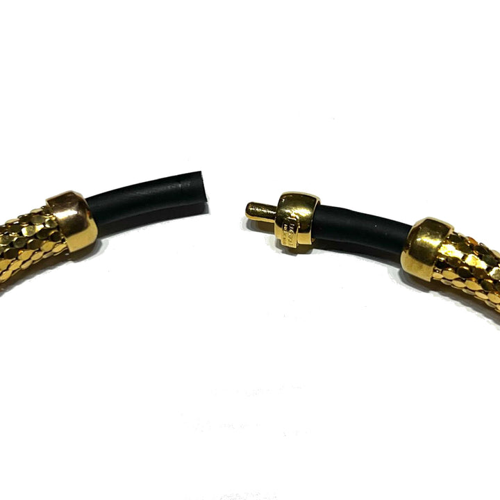 Federica Rossi bronze choker necklace with scales and rubber PVD finish 18kt gold FR.CO.32